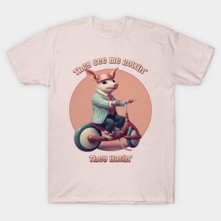 They See Me Rollin', They Hatin' Funny Piglet on a Scooter T-Shirt